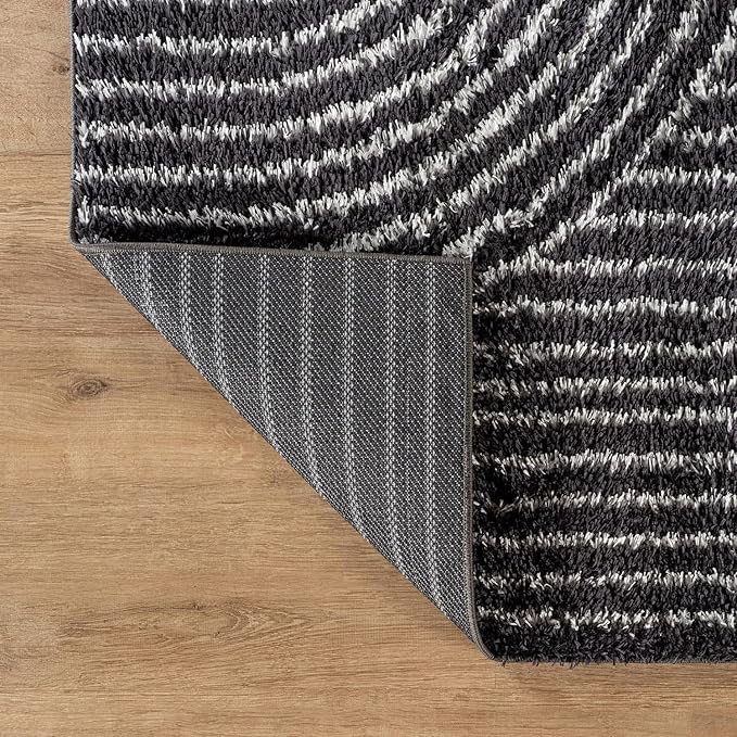 Rugshop Circles Arch Shag Runner Rug Anthracite Dark Gray 2' 3" x 8' Perfect for Hallways, Kitchens, or Behind The Sofa