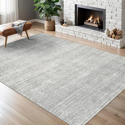 Valenrug Washable Rug 5x7 - Stain Resistant 5x7 Area Rugs for Living Room, Non Slip Backing Printed Rugs for Bedroom, Folable Machine Washable Area Rug (5'x7', Grey)