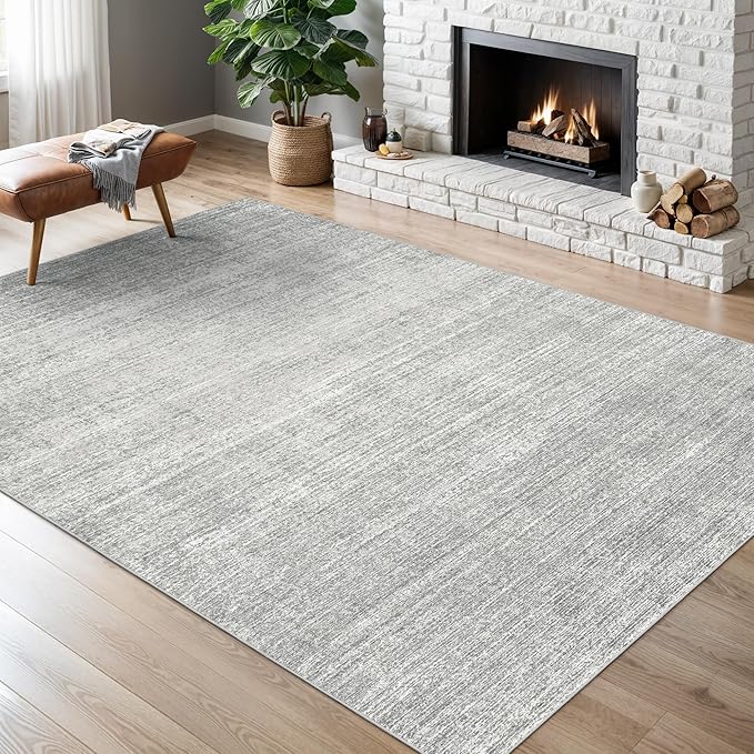 Valenrug Washable Rug 6x9 - Stain Resistant 6x9 Area Rugs for Living Room, Non Slip Backing Printed Rugs for Bedroom, Folable Machine Washable Area Rug (6'x9', Grey)