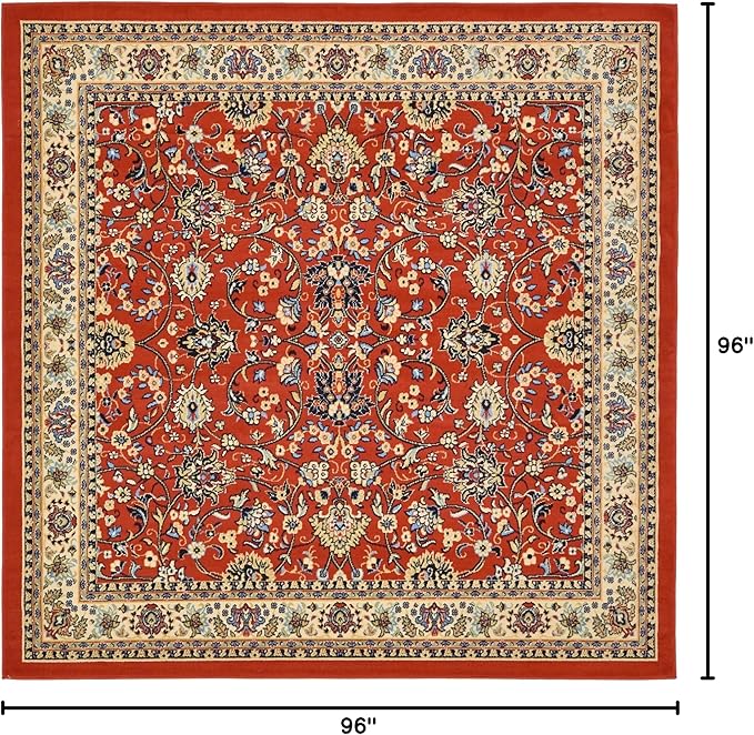 Rugs.com Yasmin Collection Rug – 8 Ft Square Terracotta Medium Rug Perfect for Living Rooms, Kitchens, Entryways