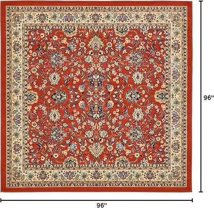 Rugs.com Yasmin Collection Rug – 8 Ft Square Terracotta Medium Rug Perfect for Living Rooms, Kitchens, Entryways
