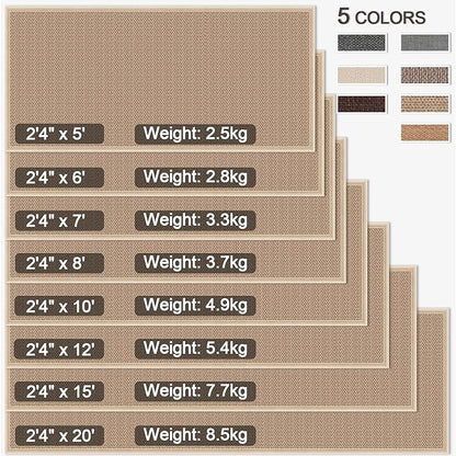 Rubber Runner Rug for Hallways Non Slip, Low Pile Long Laundry Room Mat Hall Jute Rug Runner Carpet Non Skid