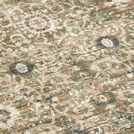 ReaLife Rugs Machine Washable Area Rug - Living Room Bedroom Bathroom Kitchen Entryway Office - Padded Low Pile Stain Resistant Premium - Boho Farmhouse Vintage - Dua - Brown Gray Beige 2'6" x 6'