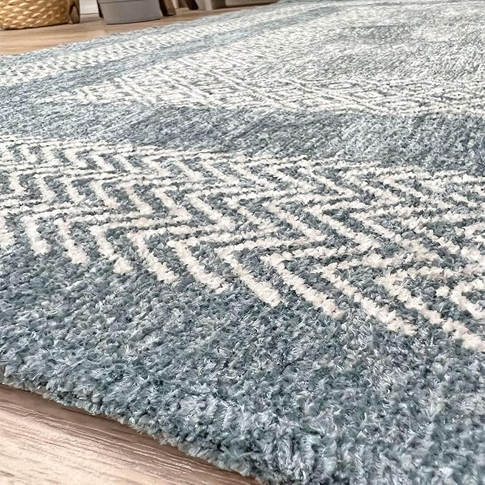 Alfa Rich 5x8 Light Blue Washable Area Rugs for Living Room Bedroom Kitchen Dining Cotton Decor Rug