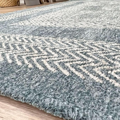 Alfa Rich 5x8 Light Blue Washable Area Rugs for Living Room Bedroom Kitchen Dining Cotton Decor Rug