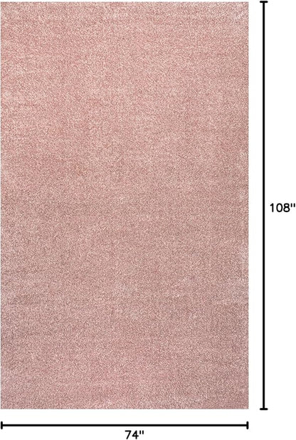 Eyely UES100P-6 Supersoft Haze Solid Low-Pile Indoor Area Rug, Coastal, Bohemian, Minimalist, Classic, Casual for Bedroom,Kitchen,Living Room,Non Shedding,Easy-Washing, Pink, 6 X 9