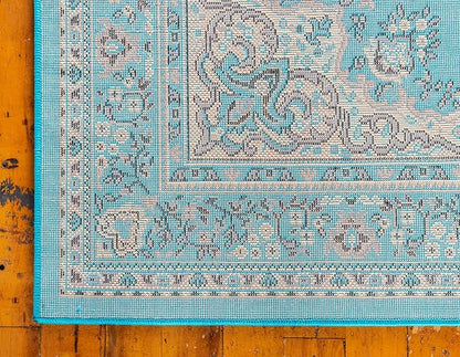 Unique Loom Reza Collection Traditional Persian Style Area Rug, 4 x 6 ft, Turquoise/Ivory