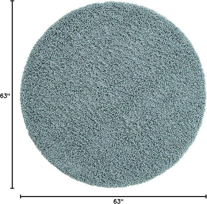 Unique Loom Solid Shag Collection Area Rug (5' 3" Round, Light Slate Blue)