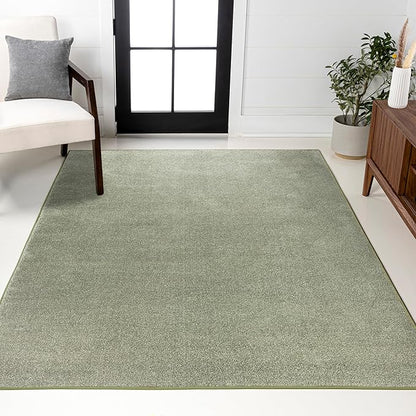 JONATHAN Y Haze Solid Low-Pile Green Indoor Area Rug 8x10, Coastal,Bohemian,Minimalist,Classic, Easy-Cleaning for Living Room,Bedroom,Kitchen,Pet Friendly,Non-Shedding (SEU100O-8)