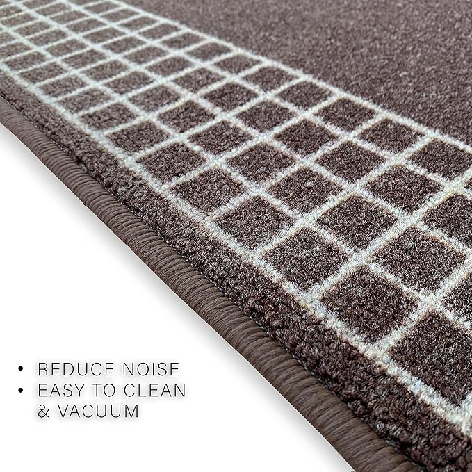 Custom Made Runner Rug for Kitchen Foyer Hallway Entry Choose Your Length 26 Inch Wide Geometric Checkered Design Brown Color (41 feet x 26 inch)