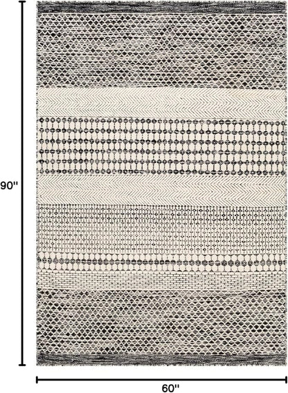 Mark&Day Wool Rugs, 5x7 Tervoort Global Black Area Rug, Blue Beige Carpet for Living Room, Bedroom or Kitchen (5' x 7'6")