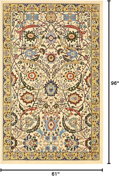 Unique Loom Espahan Collection Area Rug - Cape Cod (5' 1" x 8' Rectangle, Cream/ Black)