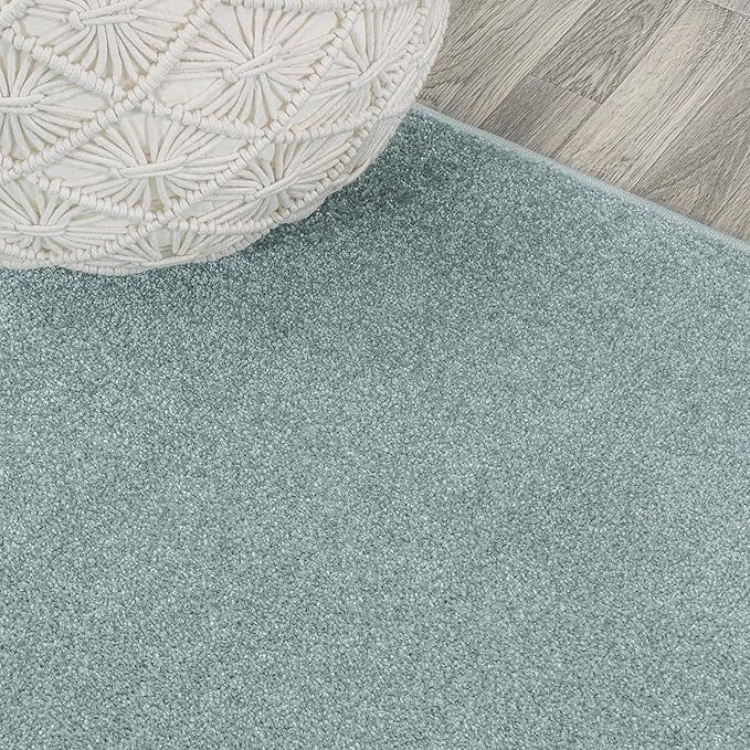 JONATHAN Y Haze Solid Low-Pile Aqua Blue Indoor Area Rug 9x12, Coastal,Bohemian,Minimalist,Classic, Easy-Cleaning for Living Room,Bedroom,Kitchen,Pet Friendly,Non-Shedding (SEU100S-9)