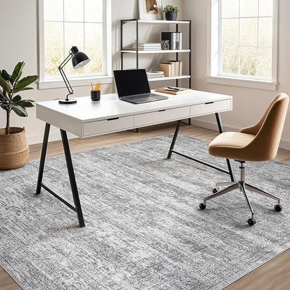 Area Rug Living Room Rugs - 5x8 Large Soft Indoor Neutral Modern Abstract Low Pile Washable Rug Carpet for Bedroom Dining Room Farmhouse Home Office - Vintage Grey