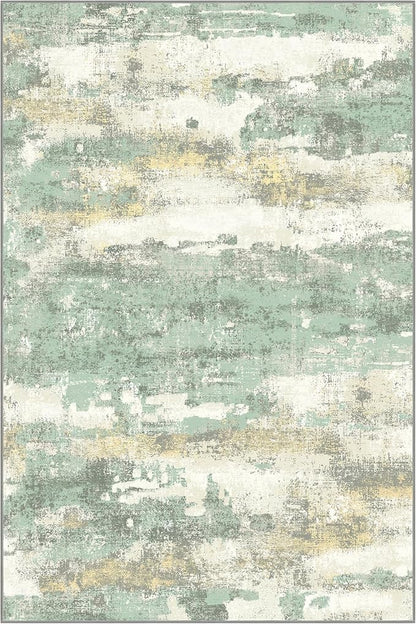 GENIMO No Crease Non Slip 8x10 Area Rugs for Living Room, Craft Woven Modern Abstract Rug, Soft Floor Carpet, Single-Piece Rugs for Bedroom, Dining Room, Office, Green Gray