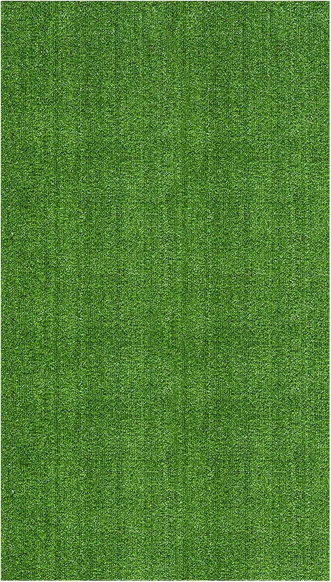 Ottomanson Artificial Grass Turf 7'10" x 32' Indoor Outdoor Faux Grass Rug with Drainage Holes, Customizable with Extra Long Size Options, Perfect for Patio Lawn Balcony Weddings Photoshoot Backdrop