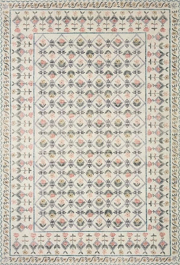 Loloi Rifle Paper Co. Eden Collection EDE-03 Lattice Ivory 2'-6" x 11'-6" Runner Rug feat. CloudPile™