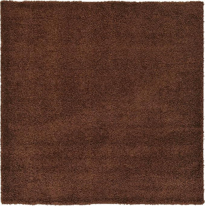 Unique Loom Solid Shag Collection Area Rug (8' Square, Chocolate Brown)