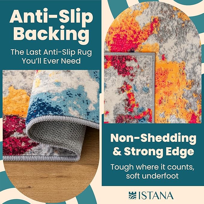 Istana 5x7 Area Rug - Multi Colors Rugs for Living Room 5x7 - Foldable Rugs for Bedroom - Stain Resistant Washable Rug - Eco-Friendly Boho Area Rugs - Easy to Clean Living Room Rug