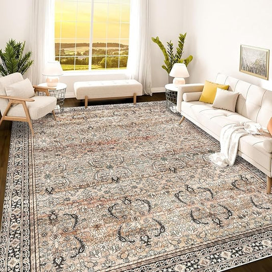Istana Rugs 9x12 - Charcoal Olive Bedroom Rug - Washable Area Rugs 9x12 Living Room - Stain Resistant Machine Washable Rugs - Eco-Friendly Dining Room Area Rug - 9 x 12 Area Rugs for Living Room