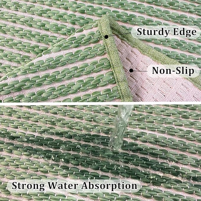 Small Bathroom Rugs,18"x30" Non Slip Sage Green Braided Bath Mat for Bathroom Floor,Washable Luxury Bath Rug for Tub Soft Boho Absorbent Shower Mat