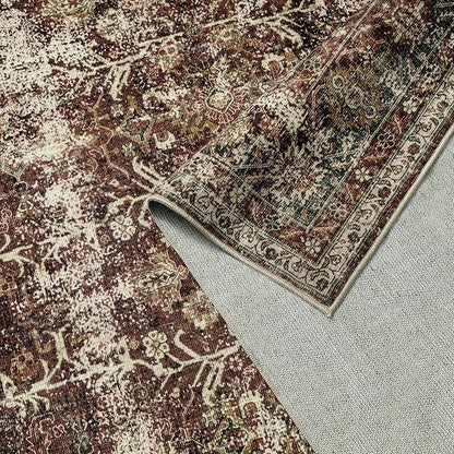 Rust Red Runner Rug 2x10 Vintage Area Carpet Hallway Long Indoor Kitchen Washable Living Room Low Pile Traditional Distressed Retro Accent Throw Rug Non Slip Laundry Bathroom Office