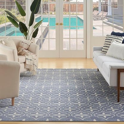 Nourison Home Nourison Essentials Blue Ivory 6' x 9' Area Rug - Easy Clean, Non Shedding, Bed Room, Living Room, Dining Room, Kitchen (6' x 9')