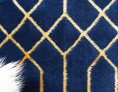 Unique Loom Marilyn Monroe Glam Collection Area Rug - Trellis (4' 1' x 6' 1' Rectangle, Navy Blue Gold/ Gold)