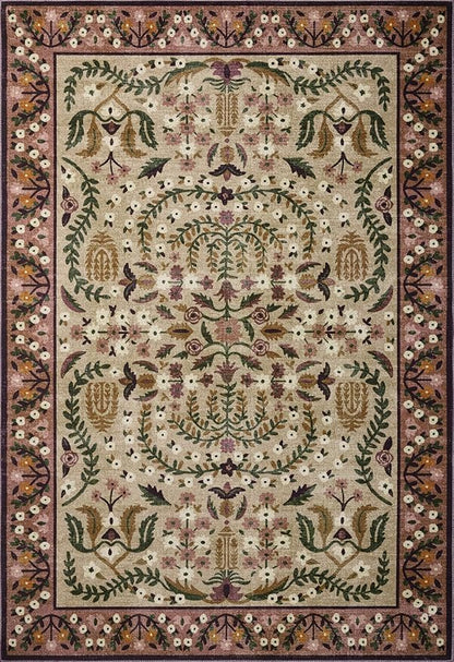 Loloi Rifle Paper Co. Canopy Collection CNP-03 Aubergine 3'-9" x 3'-9" Round Accent Rug