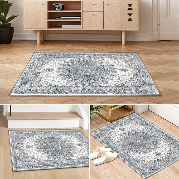 2’x3’ Entry Rug Welcome Mat Small Washable Indoor Door Rug Front Door Mat Non-Slip Blue
