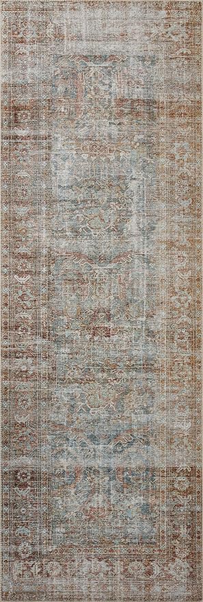 Loloi Chris Loves Julia Jules Collection JUL-05 Lagoon/Brick 2'-6'' x 7'-6'', .13" Pile Height, Runner Rug