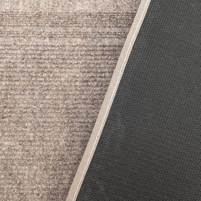 English Home Custom Size Anti Slip Striped Design Light Weight Durable TPR Backing Thin Pile Runner Rug (26" x 11')