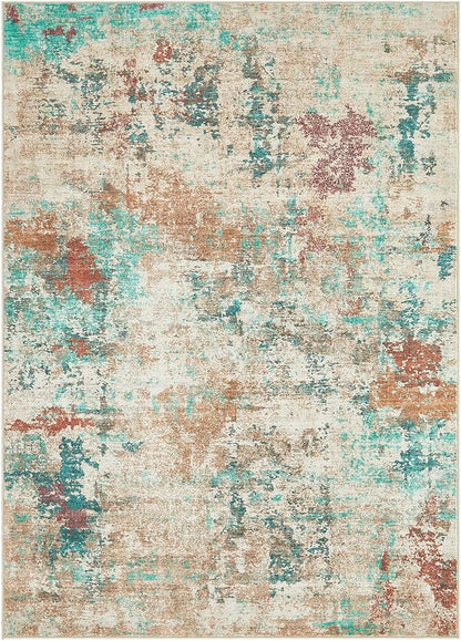 6x9 Christmas Area Rug Living Room Rugs - Washable Neutral Modern Abstract Soft Thin Large Rug Indoor Floor No Slip Rug Carpet for Bedroom Under Dining Table Home Office Decor - Colorful