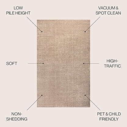 JONATHAN Y Haze Solid Low-Pile Beige 5x8 Oval Indoor Area Rug, Coastal,Bohemian,Minimalist,Classic, Easy-Cleaning for Living Room,Bedroom,Kitchen,Pet Friendly,Non-Shedding (SEU100G-5OV)