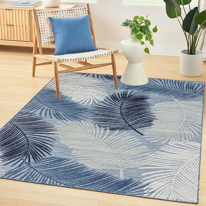Nourison Home Suncoast Denim 5'3" x 7'3" Area Rug - Easy Clean, Non Shedding, Bed Room, Living Room, Dining Room, Kitchen (5' x 7')