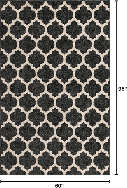 Rugs.com Lattice Collection Rug – 5' x 8' Black Medium Rug Perfect for Bedrooms, Dining Rooms, Living Rooms