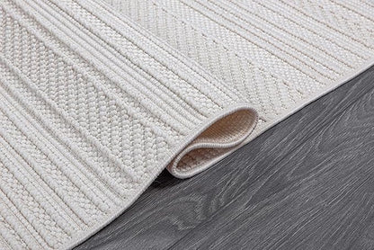 Micro Loop Indoor Rug White 6x9 Boho Geometric Neutral Area Rugs for Living Room Soft Luxury Modern Low and High Pile Durable Stain Resistant Non-Shedding Indoor Area Carpet 6 x 9
