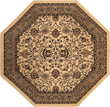 Unique Loom Sialk Hill Collection Area Rug - Washington (7' 10" Octagon Ivory/Black)
