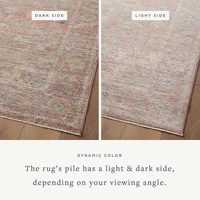 Loloi Magnolia Home by Joanna Gaines Millie Collection MIE-04 Sunset/Multi 9'-6" x 9'-6", .25" Pile Height, Round Area Rug