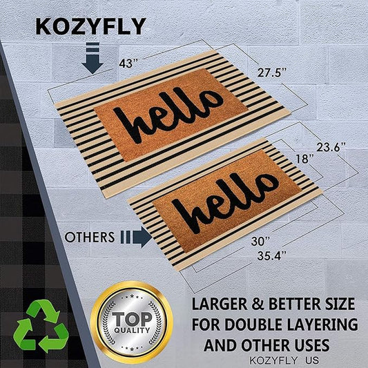 KOZYFLY Brown and Black Striped Porch Rug 27.5x43 Inches Area Rug Washable Outdoor Doormat Front Door Mat Cotton Striped Indoor Outdoor Rugsfor Front Door Kitchen Entryway Patio Porch