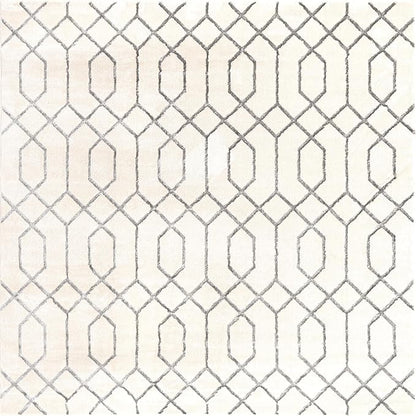 Unique Loom Marilyn Monroe Glam Collection Area Rug - Trellis (7' 10" Square, White Silver/ Silver)