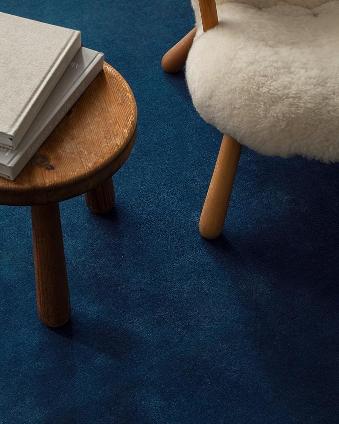 Hand-Tufted Wool Square Area Rug – Soft Premium Wool Carpet for Living Room, Bedroom & Home Décor – 12X12 ft| Deep Blue – Durable, Non-Slip Backing, Handcrafted Rug