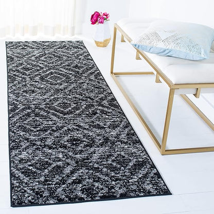SAFAVIEH Adirondack Collection Runner Rug - 2'6" x 6', Black & Ivory, Modern Diamond Distressed Design, Non-Shedding & Easy Care, Ideal for High Traffic Areas in Living Room, Bedroom (ADR131A)