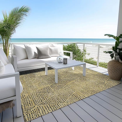 Addison Rugs Chantille ACN591 Gold 2'6" x 3'10" Indoor Outdoor Area Rug, Easy Clean, Machine Washable, Non Shedding, Bedroom, Living Room, Dining Room, Kitchen, Patio Rug