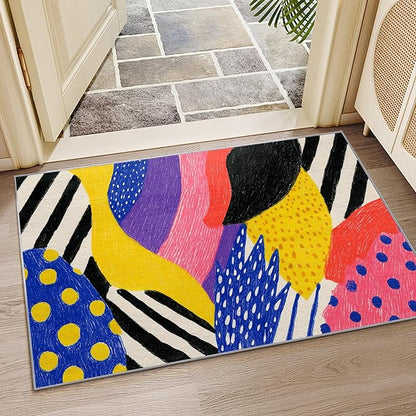 Pop Art Rugs for Living Room - Colorful Abstract Area Rugs 7x10, Hippie Aesthetic Funky High Traffic Lightweight Extra Large Carpet Home Decor #C012