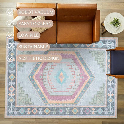Oushak Rug, Turkish Vintage Floral Pastel Large Oversized Area Rugs for Living Room Dining Bedroom Kitchen Bathroom Nursery Runner Rugs (856GP, 2' x 3')