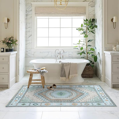 Fame Living Washable Area Rug. Modern Farmhouse. Vintage. Turkish. Bohemian. Distressed. Oriental. Traditional. Rugs for Living Room. Dining. Bedroom. Office. Entryway. Foyer. (856GG, 9'5" x 14')