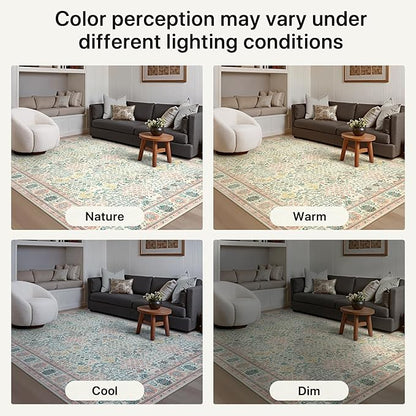 Bavni 2'6''x6 Rug Runners for Hallways, Washable Runner Rug Non Slip, Vintage Floral Print Style Rugs for Bedroom-Lightweight Low Pile Carpet for Hallways Bathroom, Pink