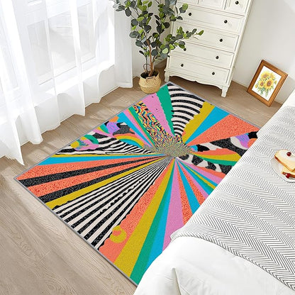 Graffiti Rugs for Bedroom - Colorful Abstract Street Art Area Rug 5x8, Hippie Aesthetic Funky High Traffic Anti Slip Carpets Home Decor #C086