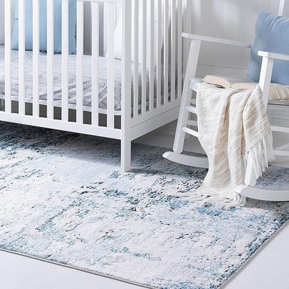 Rugs.com Leipzig Collection Rug – 6x9 Blue Low-Pile Rug Perfect for Bedrooms, Dining Rooms, Living Rooms